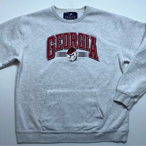 League Georgia Bulldogs Crewneck Sweatshirt Mens Size Large Gray Kangaroo Pocket